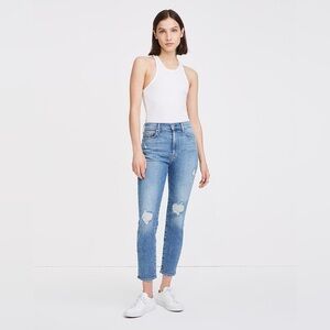 7FAM - The High Waist Ankle Skinny Light Wash Distressed Denim Jeans